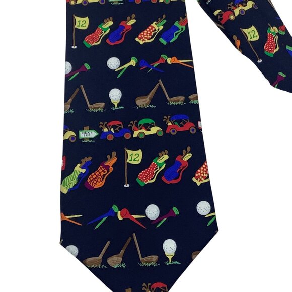 Golfing Medley By Alynn Neckwear Novelty Silk Tie Creative American Design - Picture 2 of 6